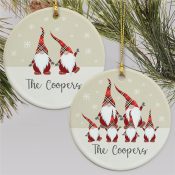 Personalized Gnome Family Ceramic Ornament