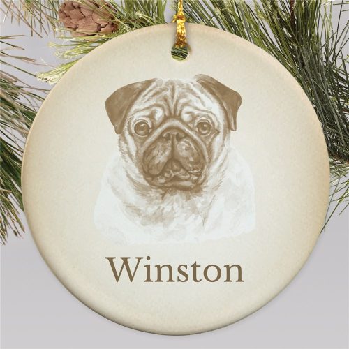 Personalized Sepia Dogs Ceramic Ornament