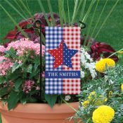 Personalized Patriotic Plaid Star Mini Garden Flag