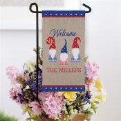 Personalized Patriotic Gnomes Mini Garden Flag