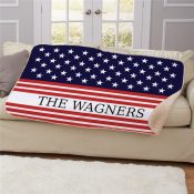 Personalized Patriotic Flag Sherpa Blanket