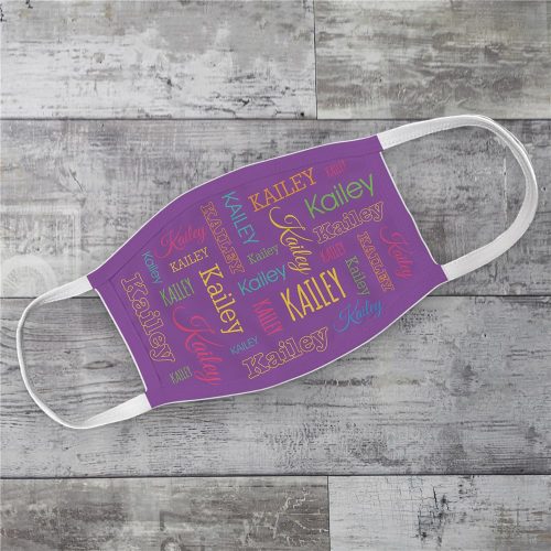 Personalized Name Word Art Rainbow Colored Youth Face Mask