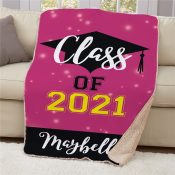 Personalized Class of With Grad Hat Sherpa Throw