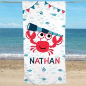 Personalized Crab Summer Beach Towel