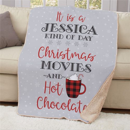 Personalized Name Christmas Movie & Hot Chocolate Blanket 50 x 60