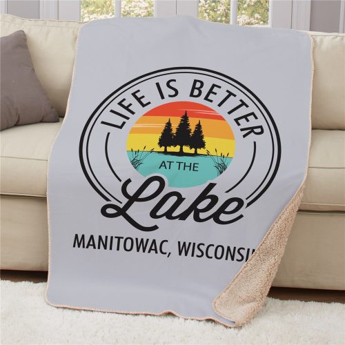 Personalized Life Is Better At The Lake Sherpa Blanket