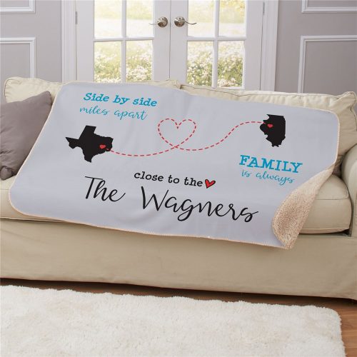Personalized Long Distance Family Sherpa Blanket