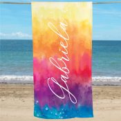 Personalized Tie Dye Colors Beach Towel