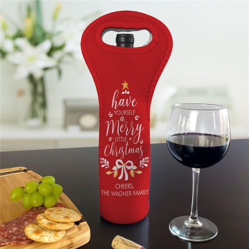 Personalized Have Yourself A Merry Little Christmas Insulated Wine Gift Bag