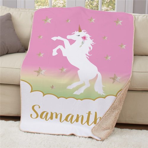 Personalized Unicorn Sherpa Blanket 50x60