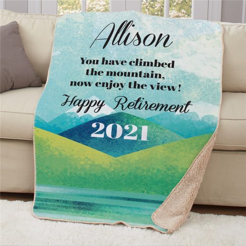 Personalized Happy Retirement Landscape 37x57 Sherpa Blanket