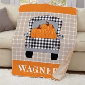 Personalized Buffalo Check Fall Truck 50"x 60" Sherpa Throw