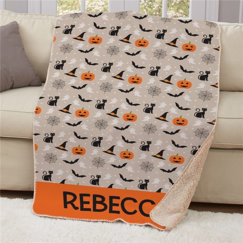 Personalized Halloween Icons Pattern Sherpa Blanket