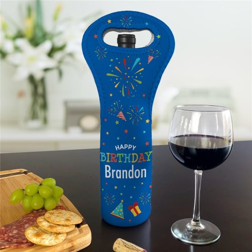 Personalized Happy Birthday Celebration Insulated Wine Gift Bag