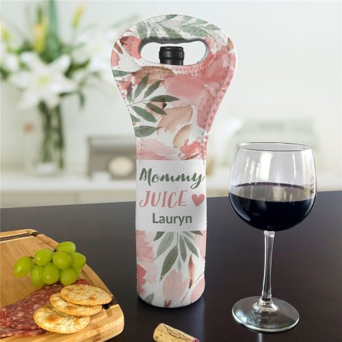 Personalized Floral Mommy Juice Insulated Wine Gift Bag