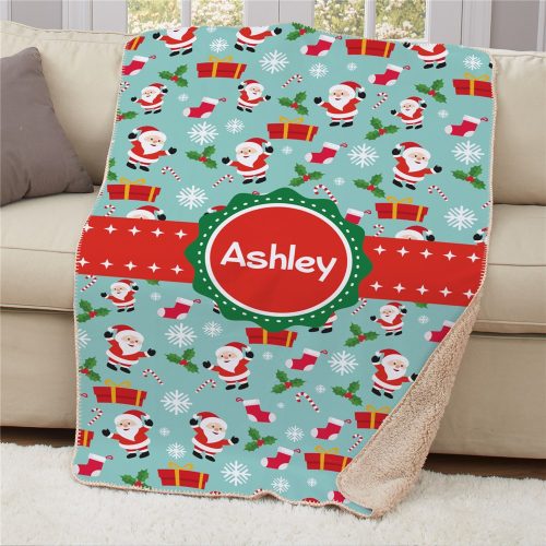 Personalized Santa 50x60 Sherpa Blanket