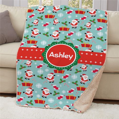 Personalized Santa Sherpa Blanket