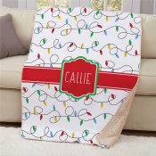 Personalized Christmas Lights Sherpa Blanket