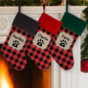 Personalized Pet Red Plaid Stocking