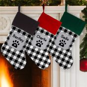 Personalized Pet Black Plaid Stocking