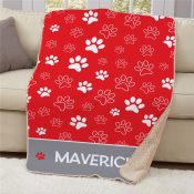 Personalized Paw Prints 37x57 Sherpa Blanket