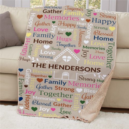 Personalized House with Vines Static Word Art Sherpa Blanket