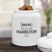 Personalized Watercolor Bone Paws Off Treat Jar