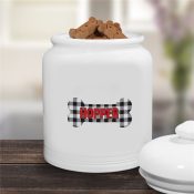 Personalized Plaid Bone Treat Jar