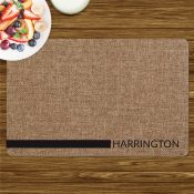 Personalized Burlap Texture with Family Name Placemat