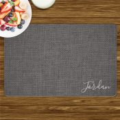 Personalized Dark Gray Linen with White Script Name Placemat