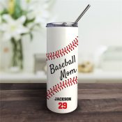 Personalized Baseball Mom Tumbler with Straw