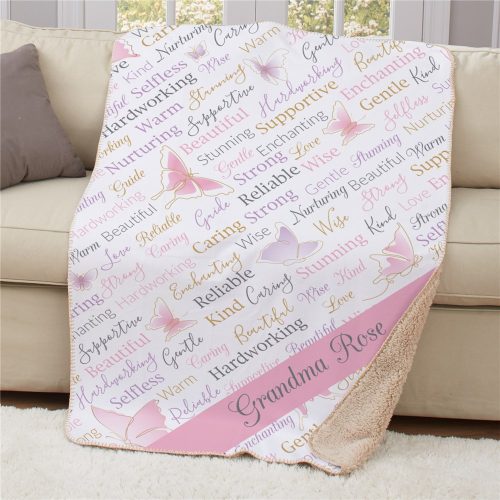 Personalized Beautiful Butterflies Static Word Art Sherpa Blanket