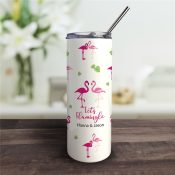Personalized Let's Flamingle Tumbler with Straw