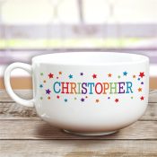 Personalized Colorful Name and stars Ceramic Bowl