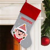Personalized Elf Red Cuff Stocking