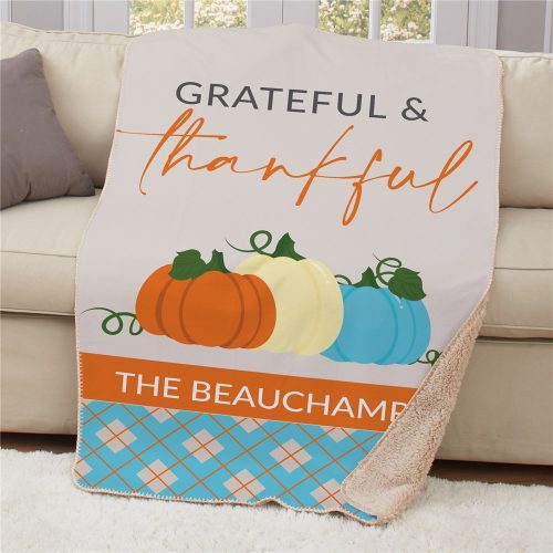 Personalized Grateful & Thankful Sherpa Blanket