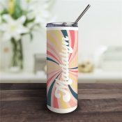 Personalized Retro Sunburst Tumbler with Straw