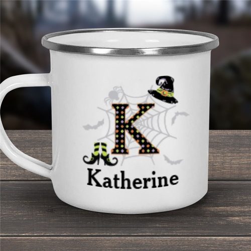 Personalized Polka Dot Witch Camper Mug