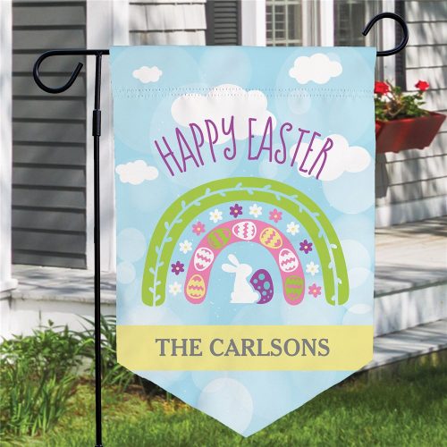 Personalized Colorful Easter Rainbow Pennant Shape Garden Flag