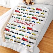 Personalized Cars with Wave Background Sherpa Blanket