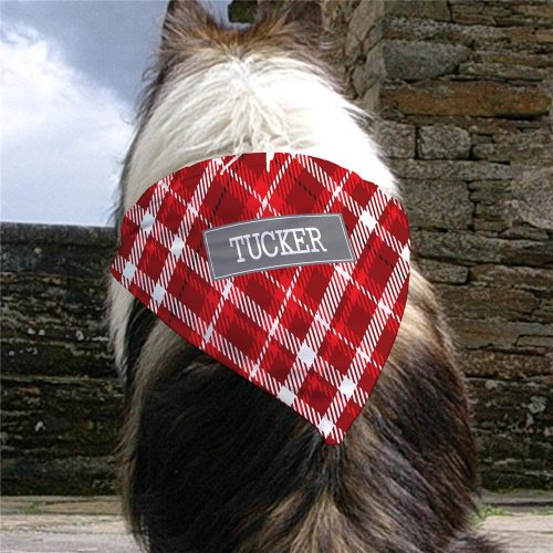 Personalized Red Plaid Pet Bandana