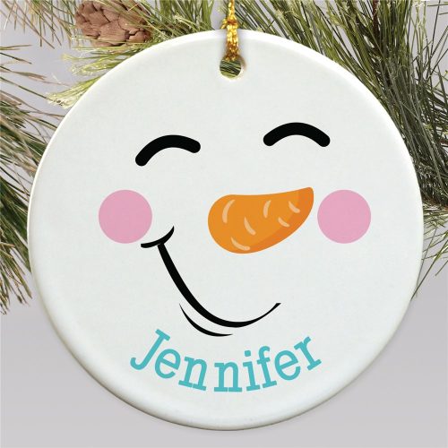 Personalized Snowman Round Ornament