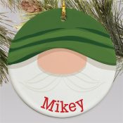 Personalized Gnome Face Round Ornament