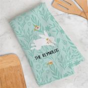Personalized White Rabbit Dish Towel