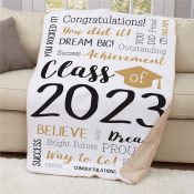 Personalized Class Of Static Word Art with Cap Sherpa Blanket