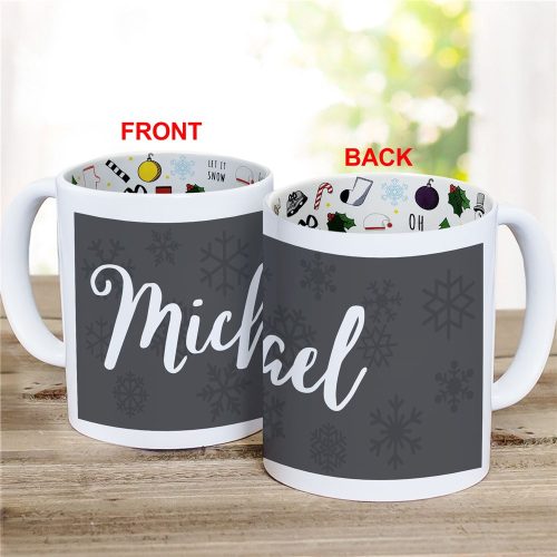 Personalized Snowflake Background Christmas Mug