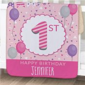 Personalized 1st Birthday with Bunting Baby Blanket