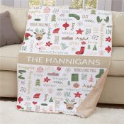 Personalized Christmas Static Word Art Sherpa Blanket