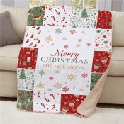 Personalized Christmas Family Quilt 50x60 Sherpa Blanket