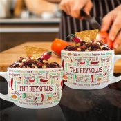 Personalized Chili Pepper Static Word Art Bowl with Handle